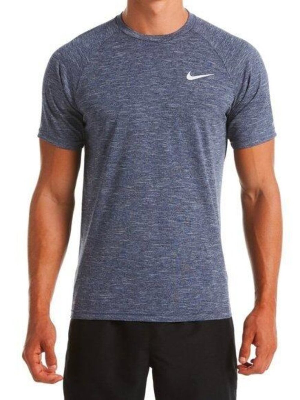 Nike Men's Heather Navy Rashguard Hydro Short Sleeve Swim Shirt S M L NWT